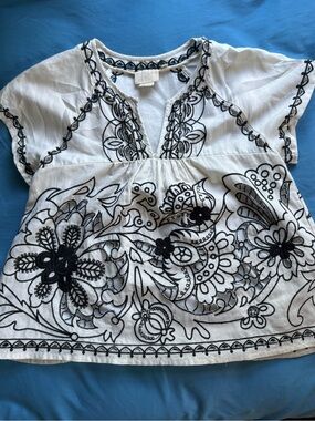Vanessa Virginia Anthropologie Embroidered Cutwork Top Size 6
